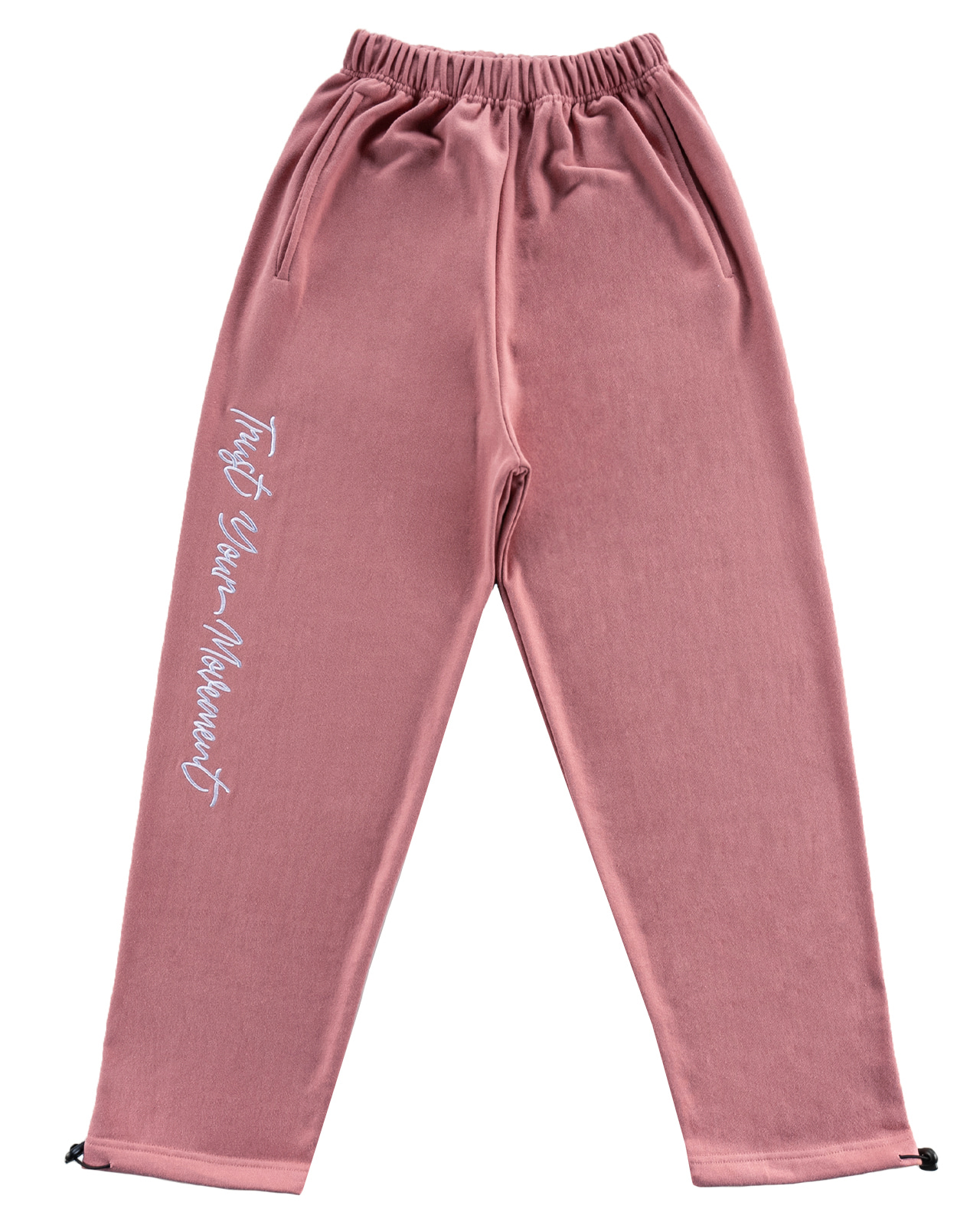 EMBROIDERY SLOGAN LOOSE FIT PANTS PASTEL PINK