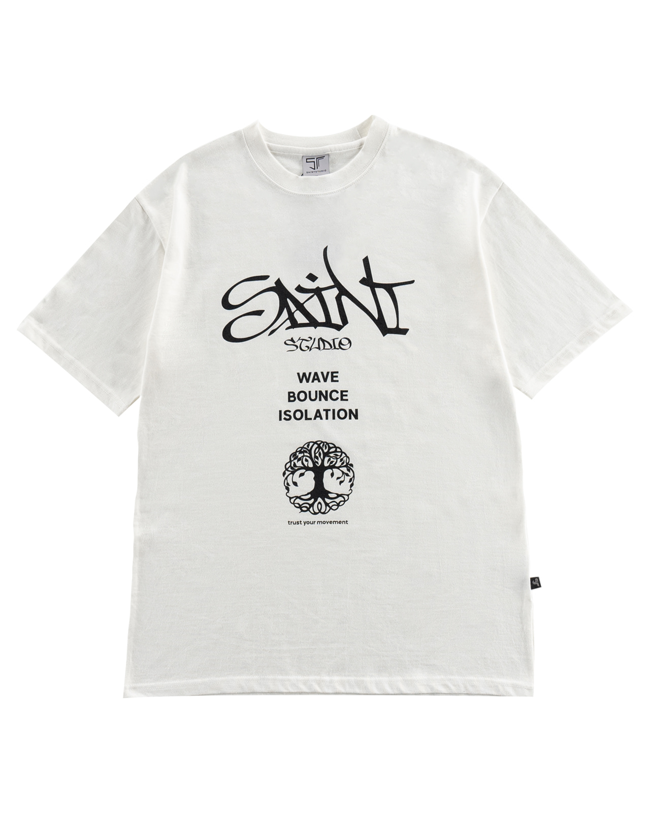 SAINT CALLIGRAPHY T-SHIRT LOOSE FIT WHITE BEIGE