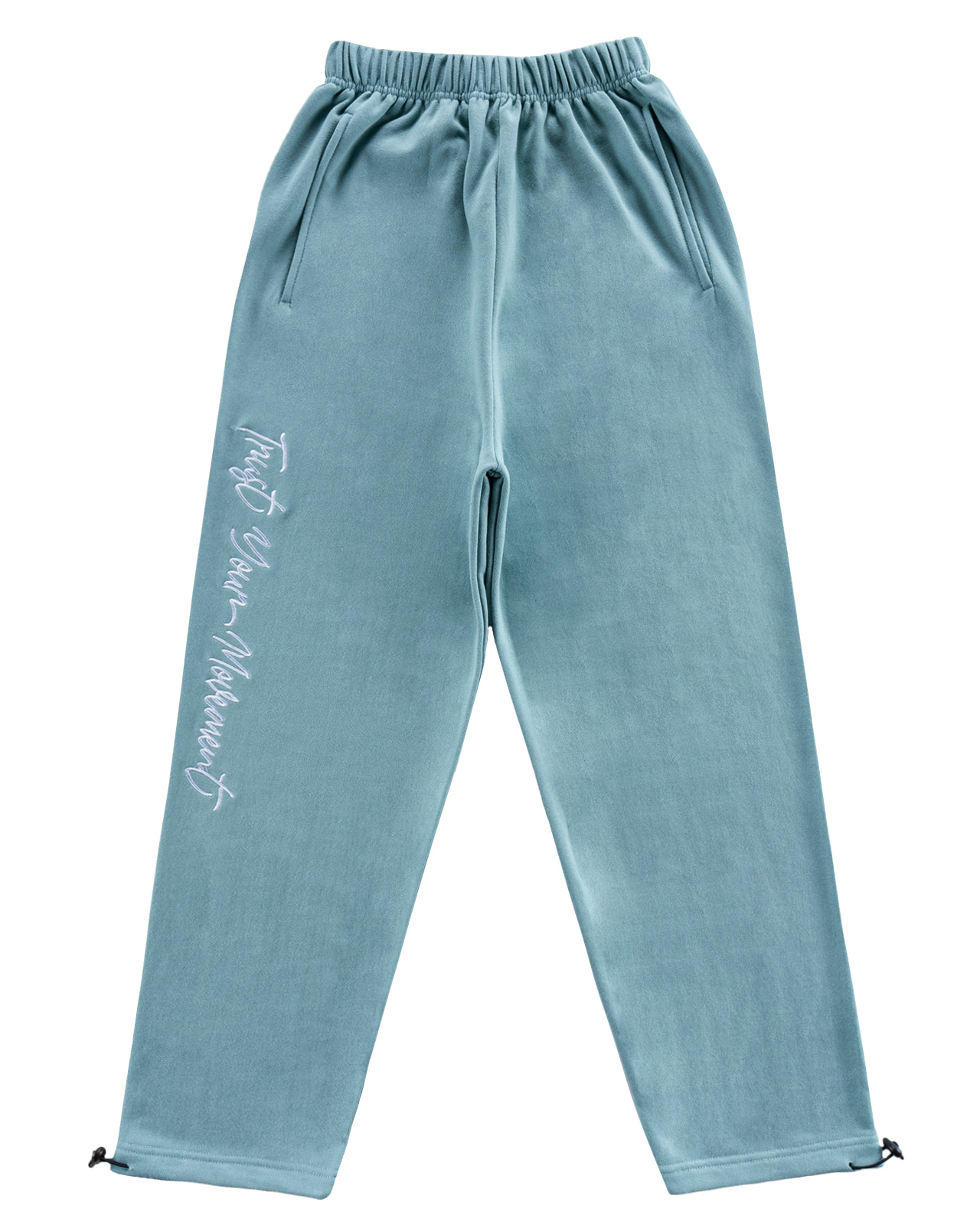 EMBROIDERY SLOGAN LOOSE FIT PANTS PASTEL GREEN